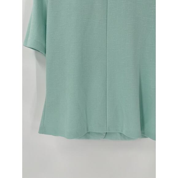 Pablo Collection Vintage Blouse Womens 14 Mint Blue Floral Collar Knit Buttons - Picture 11 of 16